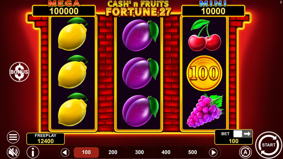 Cash'n Fruits Fortune 27 Base Play
