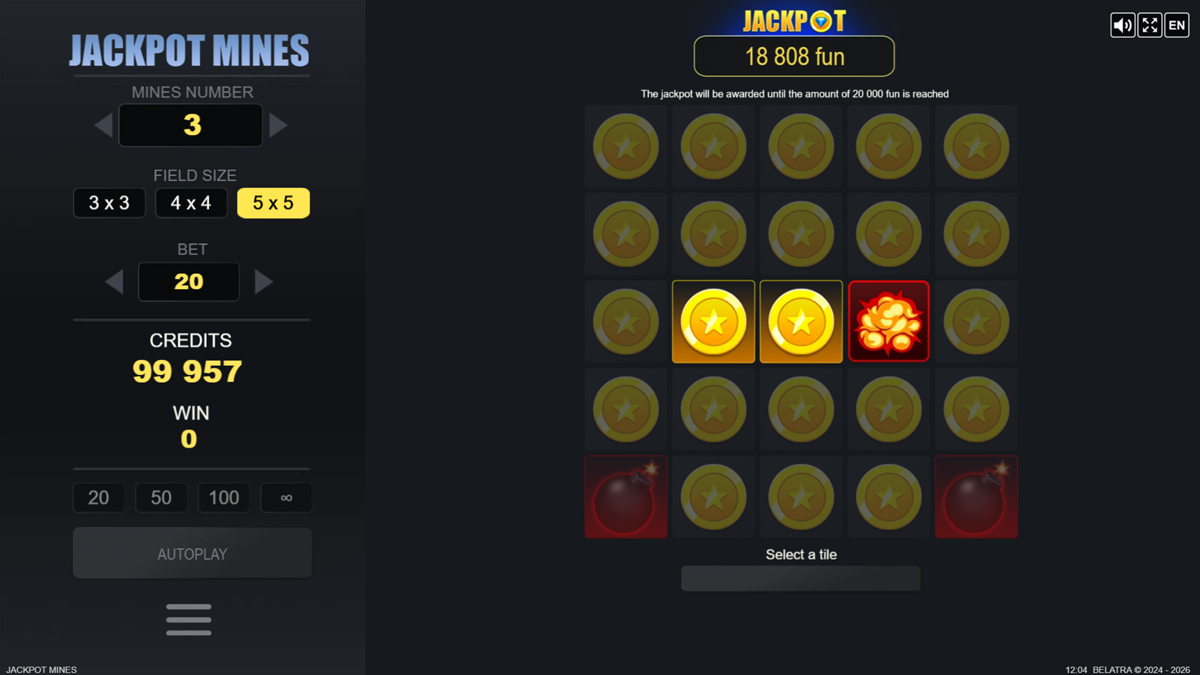 Jackpot Mines Base Play