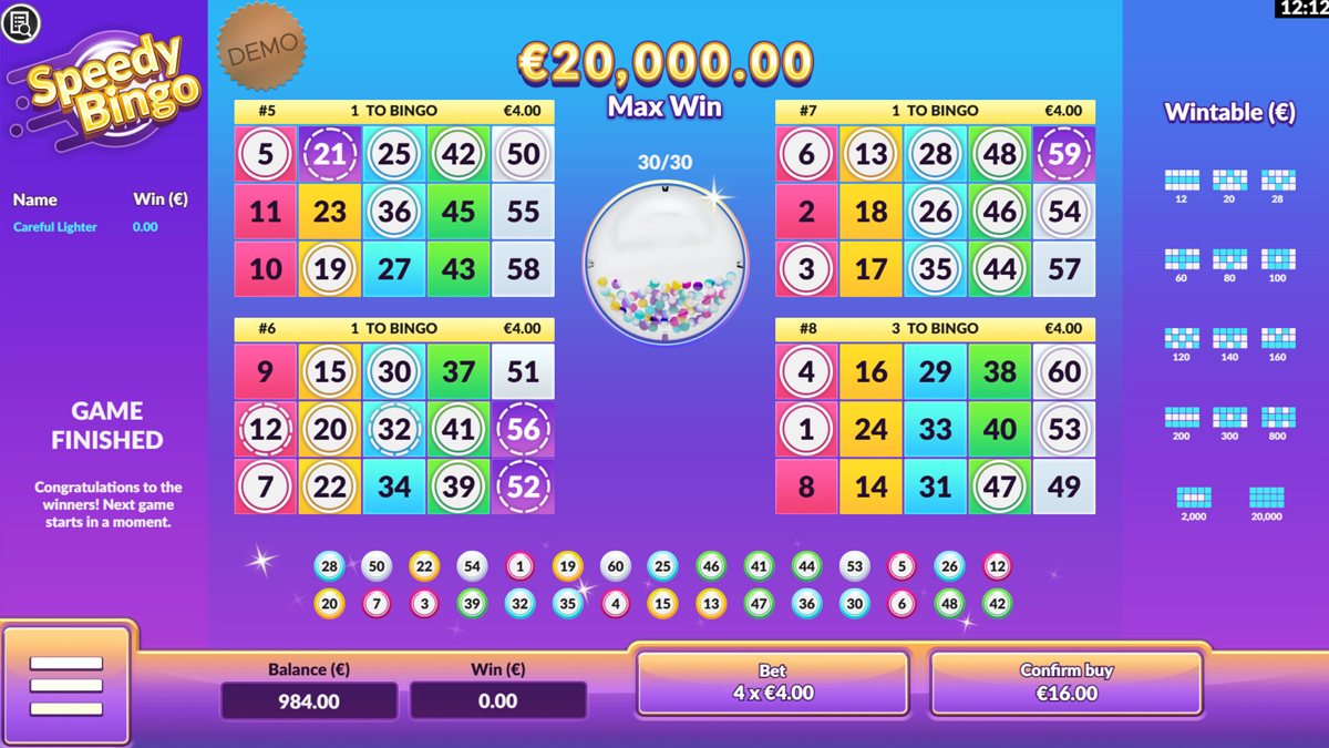 Speedy Bingo Win