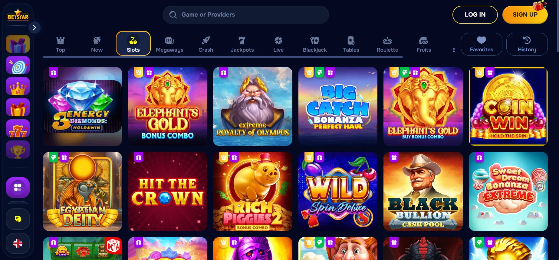 Betstar Casino Slots Section