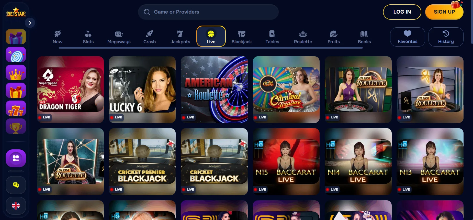 Betstar Casino Live Casino