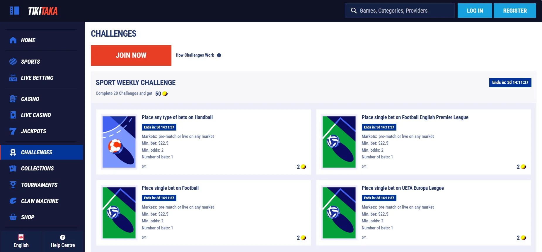 TikiTaka Casino Challenges