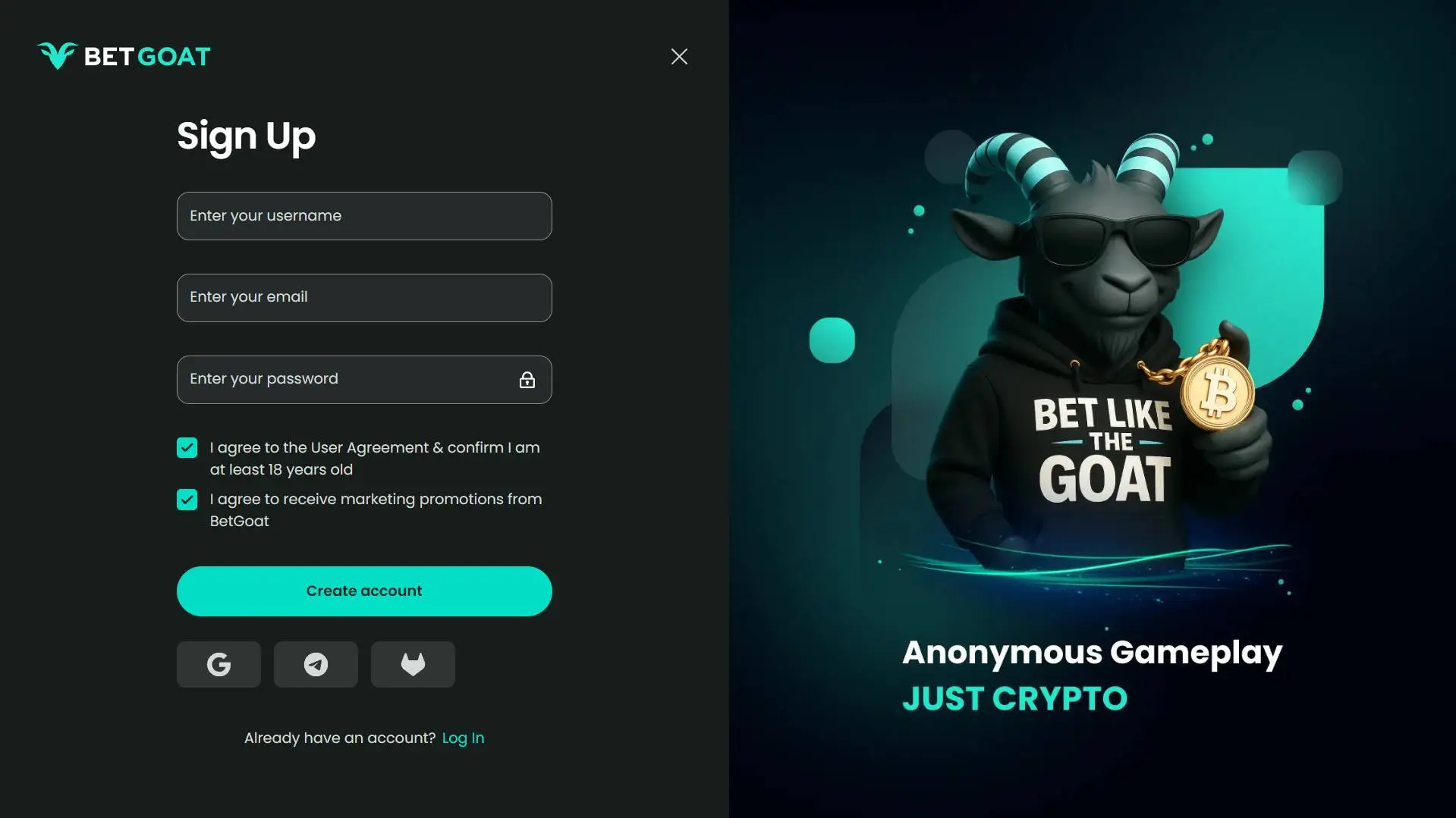 BetGoat Casino Registration