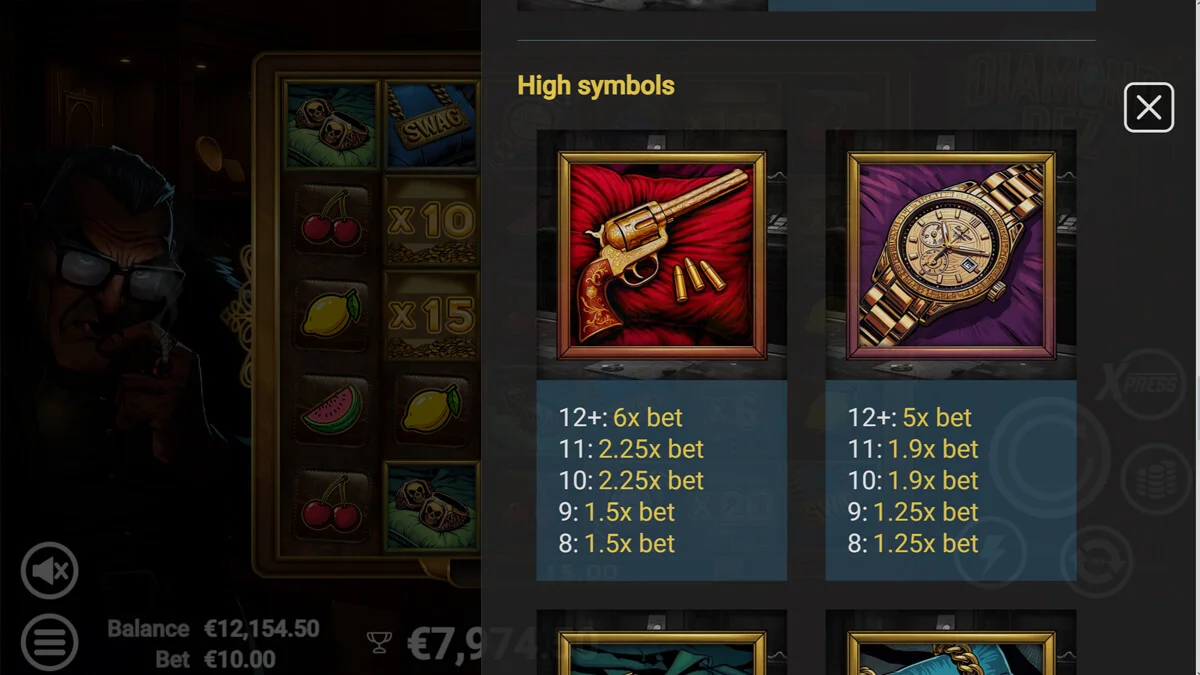 Diamond Dez Paytable