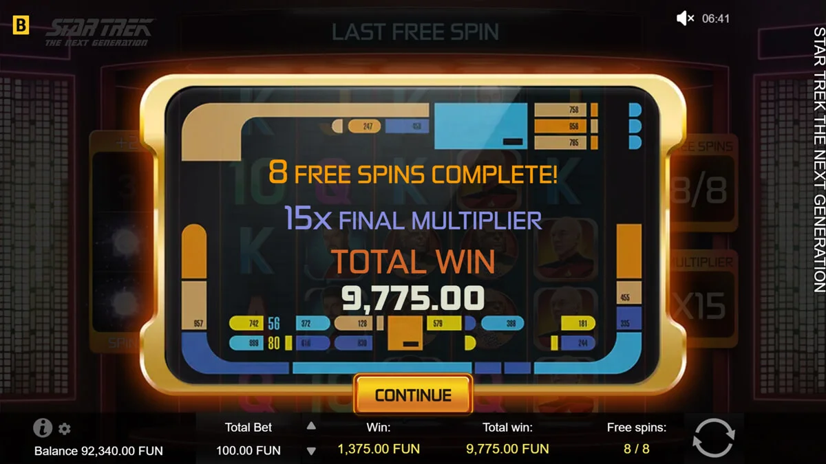 Star Trek The Next Generation Free Spins Win