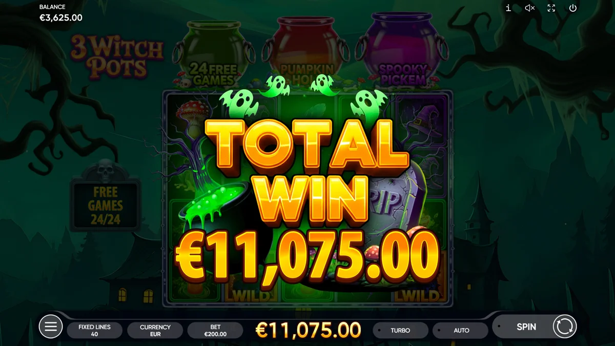 3 Witch Pots Free Spins Win