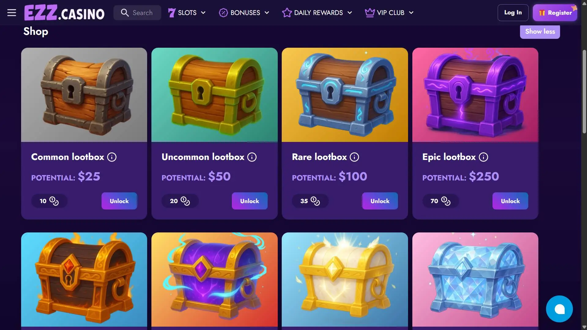Ezz Casino Shop Section