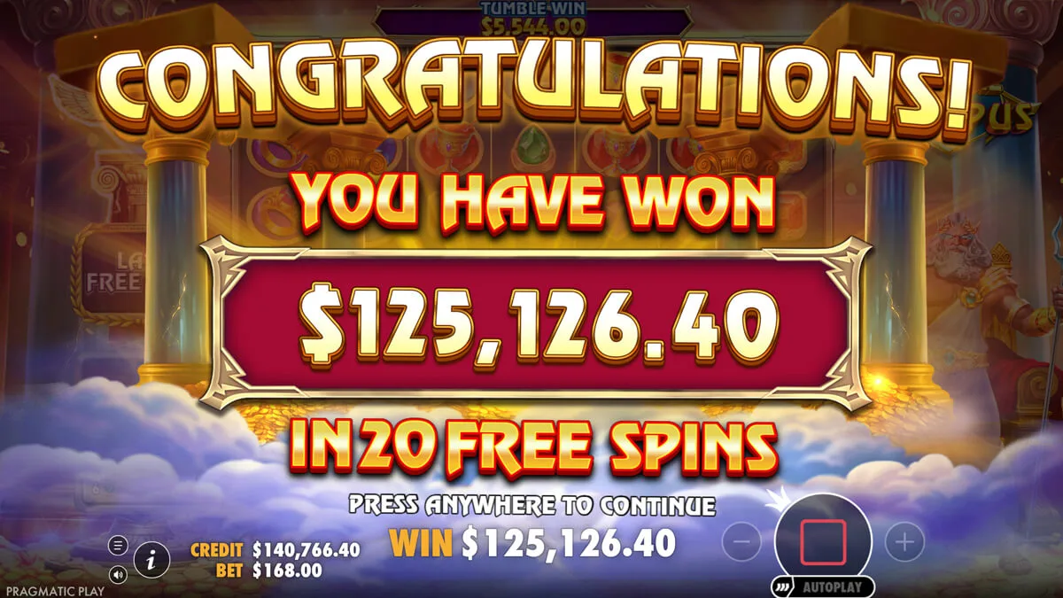 Fortune of Olympus Free Spins Win