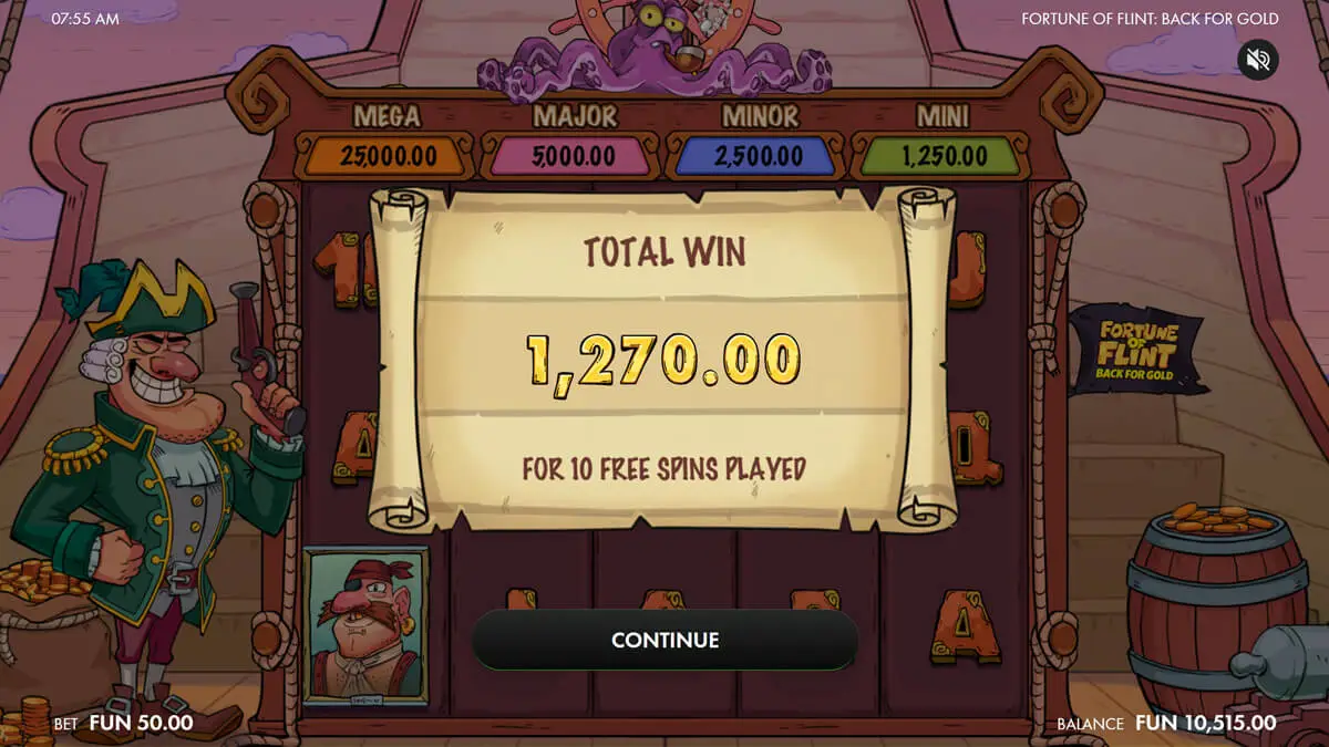 Fortune of Flint Back for Gold Free Spins Win