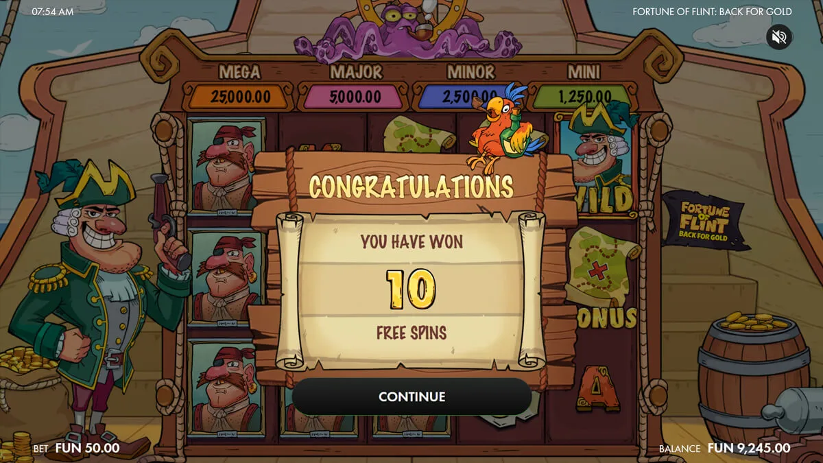 Fortune of Flint Back for Gold Free Spins