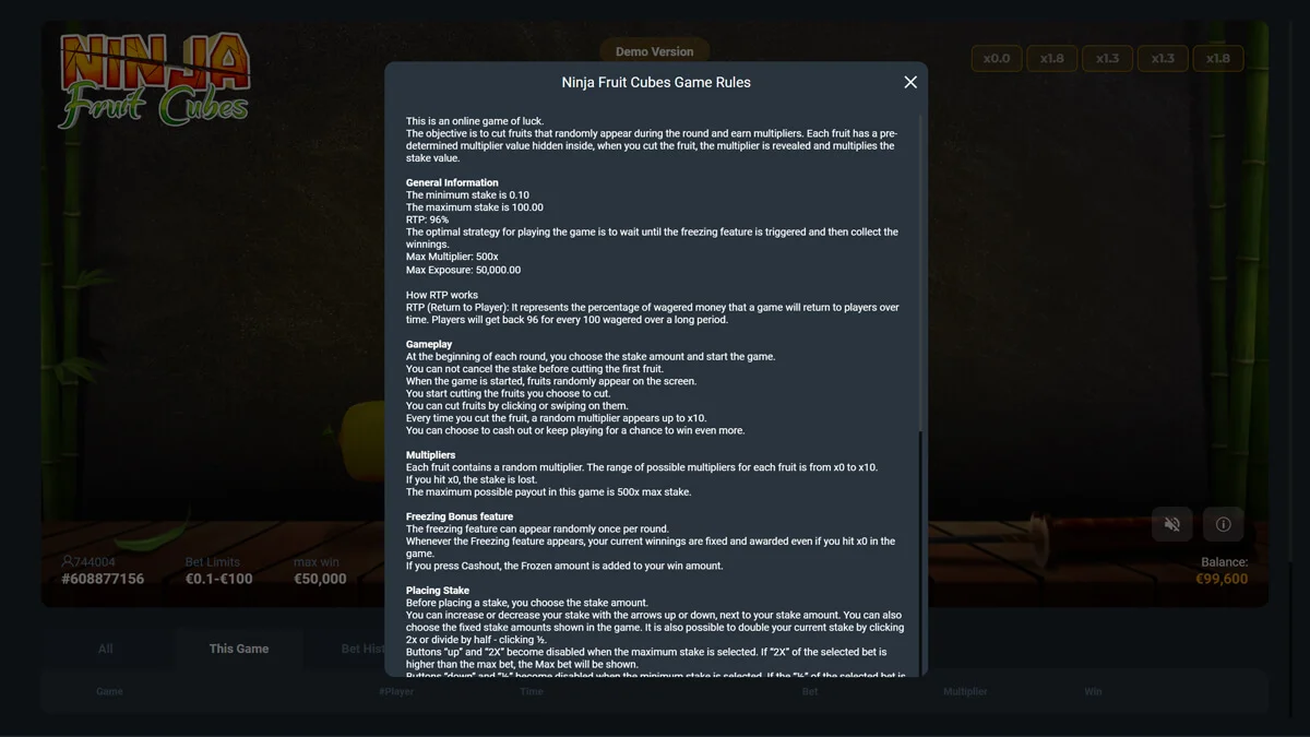 Ninja Fruit Cubes Rules